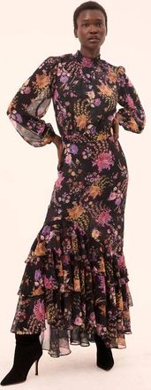 Misa Audrey Maxi Dress In Dusted Cluster Chiffon