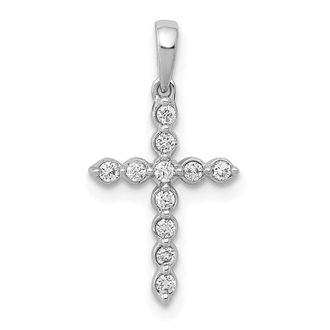 Diamond2Deal 10K White Gold 1/10ct. Diamond Cross Pendant