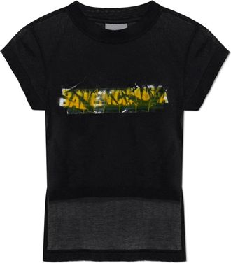 Balenciaga Asymmetrisch Gesneden T-Shirt - Dames - T-shirts - Zwart - S - Katoen - Tops