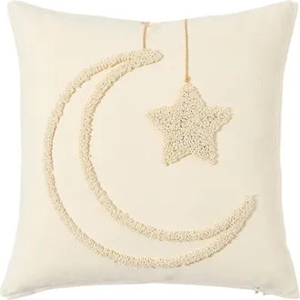 OEM Funda De Almohada De Poli&eacute;ster Con Estampado De Luna De 45 Cm - Beige