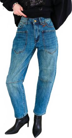 Apricot Mya Utility Barrel Jean In Blue