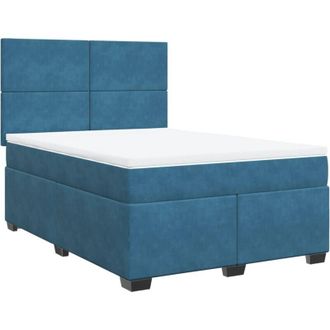 vidaXL Vidaxl - Cama Box Spring Con Colch&oacute;n Terciopelo Azul 140x200 Cm