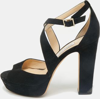 Jimmy Choo London Black Suede April Platform Sandals