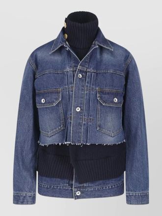 sacai denim turtleneck hybrid jacket
