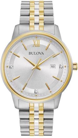 Bulova Diamond Accent Quartz Silver Dial Mens Watch 98D161
