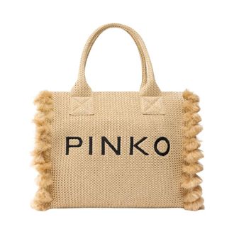 Pinko Shopper Beach - Dames - Shoppers - Beige - ONE Size - Katoen - Tassen