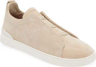 Ermenegildo Zegna Triple Stitch Suede Slip-On Sneaker in Iuta at Nordstrom, Size 11Us