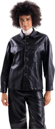 Vicolo Shirt Jacket - Dames - Leren en Su&egrave;de Jassen - Zwart - S - Katoen - Jassen
