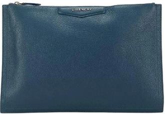 Givenchy Pre-owned Clutches, female, Blue, Size: ONE SIZE Pre-owned Leather clutches