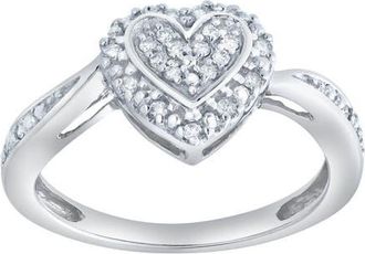 LuvMyJewelry Caressa 0.15 Ct Natural Diamond Heart 10K Gold Ring in 10K White Gold at Nordstrom, Size 7