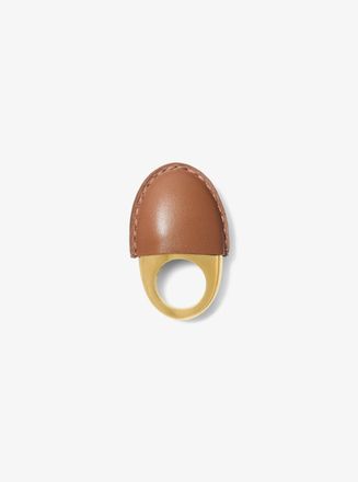 Michael Kors Leather-Wrapped 24k-Gold-Plated Brass Dome Ring