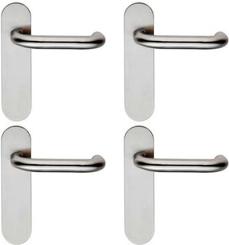 Loops 4x PAIR Safety Lever on Steel Inner Backplate 180mm Door Handle Satin Steel