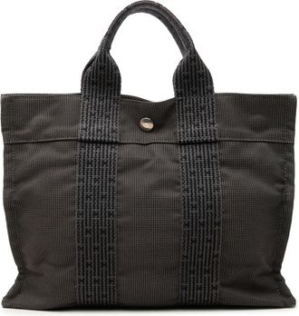 Herm&egrave;s Gray Canvas Handbag Tote Bag (Pre-Owned)