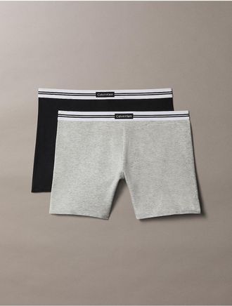 Calvin Klein Womens Cotton Stretch Jacquard Logo Patch 2-Pack Boyshort - Multi - XL