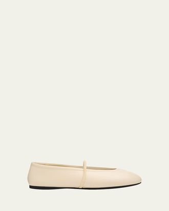 Miu Miu Logo Leather Ballerina Flats
