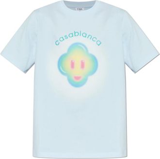 Casablanca Airbrush Smiley T-Shirt - Heren - T-shirts - Blauw - S - Katoen - Tops