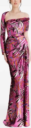 Gemy Maalouf Abito drappeggiato con paillettes - Rosa