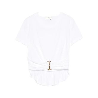 Elisabetta Franchi Peplum Jersey T-shirt - female - Elisabetta Franchi - Blouses - White - XS - Blouses & Shirts