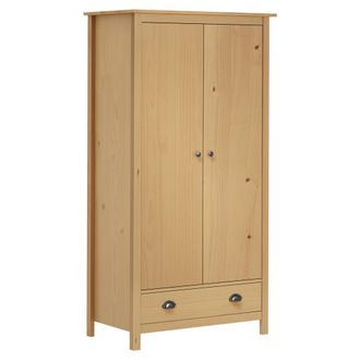 Berkfield Home 2-Door Wardrobe Hill 89x50x170 cm Solid Pine Wood in Brown | Size: 89 x 50 x 170 cm
