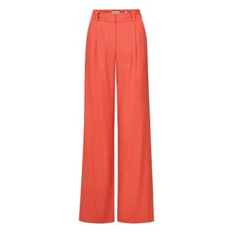 Veronica Beard Wide Trousers, female, Red, XL, Coral Wide Leg Linen Trousers