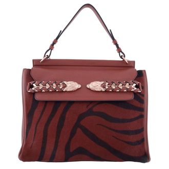 Roberto Cavalli Tiger Stripe Print Leather Flap Shoulder Bag