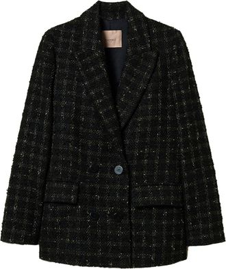 Twin-Set Blazer boucl&eacute; a quadri - Nero
