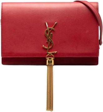 Saint Laurent Pre-owned Cross Body Bags, female, Red, Size: ONE SIZE Pre-owned Vintage Leather Crossbody Bag