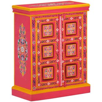 vidaXL Aparador De Madera Maciza De Mango Rosa Pintado A Mano Vidaxl