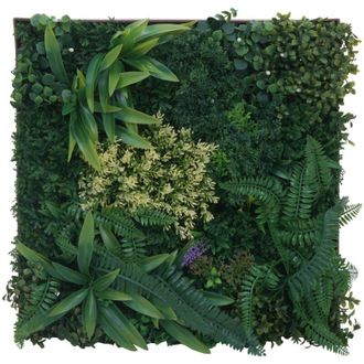Hhg Quadro vegetale HHG-588, decorazione da parete, piante artificiali verdi, quadro per interni/esterni 50x50 cm