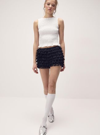 Twik Womens Ruffled lace mini short