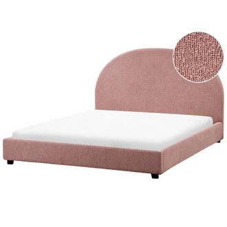 Beliani Beliani - Cama Con Somier Minimalista De Boucl&eacute; 140 X 200 Cm Rosa Pastel Vaucluse