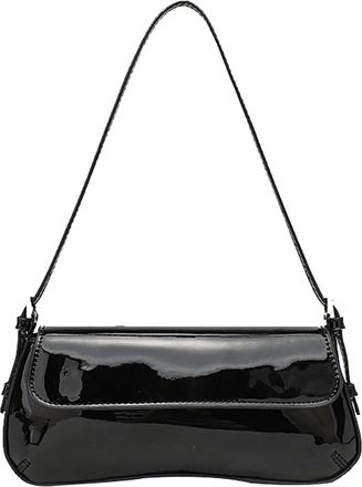 Generic Womens Fashion Shoulder Bag, Soft PU Crossbody Bag, Classic Flap Design, Adjustable Shoulder Strap, Suitable for Work and Daily Commuting (Glossy Blac