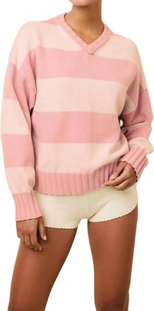 Solid & Striped Reva Cotton Sweater In Gelato Stripe Tutu Pink / Blush