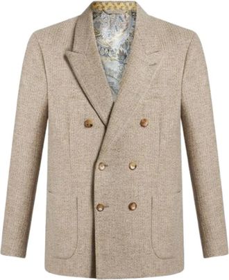 Etro Double-breasted Blazer - Heren - Blazers - Beige - XL - Wol - Jassen