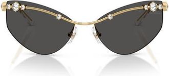 Swarovski 61mm Irregular Sunglasses in Gold /Dark Grey at Nordstrom