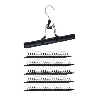 Relaxdays Pack De 100 Perchas Pantalones Y Faldas, Metal Y Pvc, 15.8 X 26 X 3 Cm, Negro