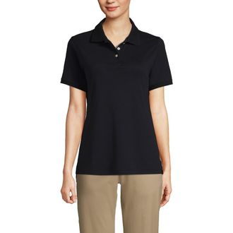 Lands End School Uniform Short Sleeve Interlock Polo Shirt in Black at Nordstrom, Size X-Large