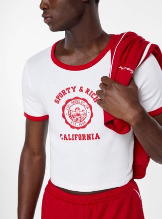 Sporty & Rich Mens California contrasting trim cropped T-shirt