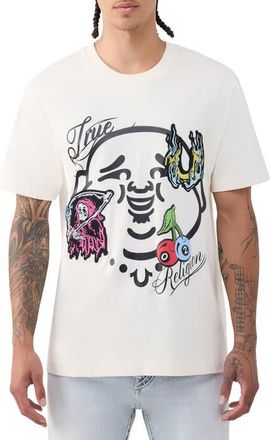 True Religion Buddha Face Cotton Graphic T-Shirt in Winter White at Nordstrom, Size Xx-Large