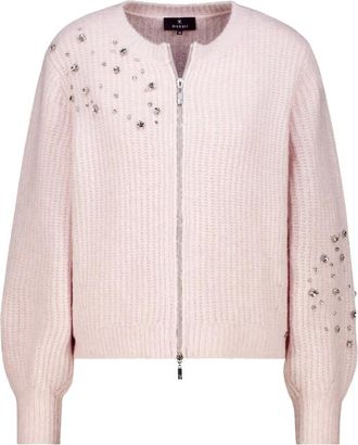 Monari Cardigan met decoratieve details - Dames - Truien - Roze - Maat: 3XL Wol