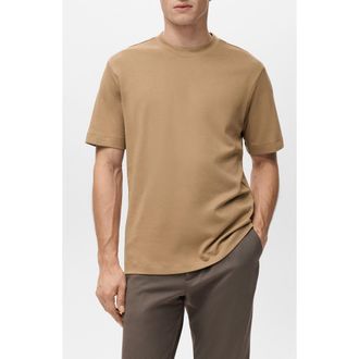 Mango Regular Fit Medium Weight Cotton T-Shirt in Medium Brown at Nordstrom, Size Xx-Large