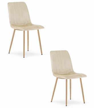 OEM Silla Lava - Terciopelo Beige Claro / Patas Color Madera X 2
