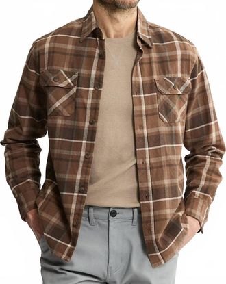 Jachs NY Brawny Flannel Shirt & Thermal Long Sleeve Tee - 2-Pack In Brown Plaid Brawny