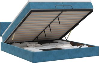 vidaXL Letto Ottomano Con Materasso Blu Scuro 200 X 200 Cm Velluto Vidaxl