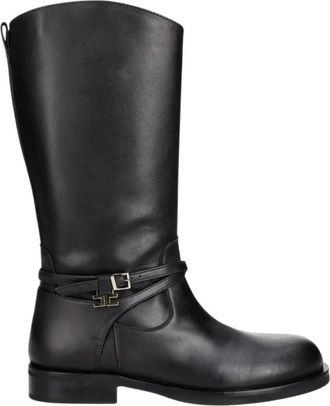 Elisabetta Franchi Botas de cuero con logo - Shoes - Mujer - Negro - 34 EU