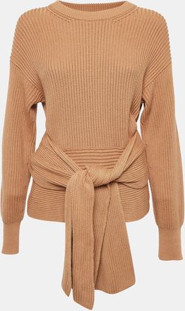 Joseph Brown Rib Knit Tie-Up Detail Sweater