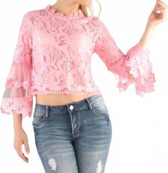For Her Lace And Grace Top In Pink