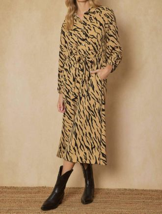 Entro Button Up Maxi Dress In Camel