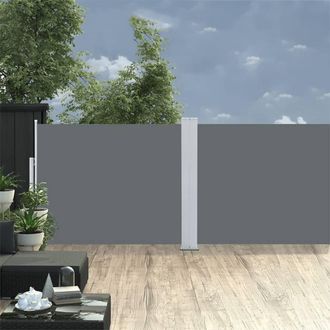 Berkfield Home Retractable Side Awning Anthracite 140x1000 cm in Black