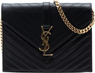 Saint Laurent Pre-owned Saint Laurent Chevron Calfskin Classic Monogram Envelope Crossbody Ladies B04DV2YF0D19S3T0